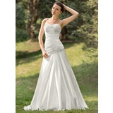 Ligne-A/Princesse Cœur Traine courte Charmeuse Robe de Mariée avec Ondulé dentelle Perlé Pailleté (002011634)