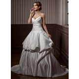 bal Cœur Traine longue Satin Robe de Mariée avec Ondulé (002012656)