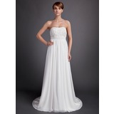 Empire Cœur Traîne Watteau Mousseline Robe de Mariée avec Ondulé Perlé (002001170)