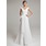Ligne-A/Princesse Col V Traîne Chapelle Mousseline Satin Robe de Mariée avec Ondulé Plume Fleurs (002011459)