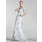 Ligne-A/Princesse Col V Traine courte Satin Dentelle Robe de Mariée avec Echarpes Perlé Sequins (002004151)