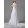 Empire Une epaule Traîne Chapelle Mousseline Charmeuse Robe de Mariée avec Ondulé Fleurs (002000447)