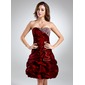 A-Line/Princess Sweetheart Knee-Length Taffeta Cocktail Dress With Ruffle Beading (016015529)