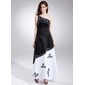 Ligne-A/Princesse Une epaule Longueur cheville Satin Robe de Bal de Promo avec Appliques (018015907)