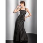 A-Line/Princess Square Necklin Floor-Length Taffeta Evening Dress With Ruffle Lace Beading (017014828)