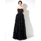 Ligne-A/Princesse Cœur Longeur au sol Mousseline Dentelle Robe de Bal de Promo avec Ondulé Perles Fleurs (018021103)