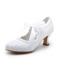 Satin Talon bobine Bout fermé Escarpins Chaussure de Mariage avec Cravate ruban (047004932)