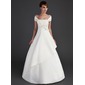 A-Line/Princess Strapless Floor-Length Satin Wedding Dress With Ruffle Beadwork Flower(s) Sequins (002015669)