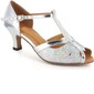 Paillettes scintillantes Cuir verni Chaussures à talons Sandales Danse latine Salle de bal Bröllop Partie Chaussures de danse avec Lanière en T (053021494)