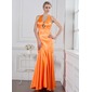Sirene Bretelles autour du cou Longeur au sol Charmeuse Robe de Bal de Promo avec Broche florale en cristal (018005235) Sirene Bretelles autour du cou Longeur au sol Charmeuse Robe de Bal de Promo avec Broche florale en cristal (018005235)