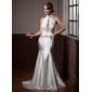 Sirene Col montant Traine courte Tulle Charmeuse Robe de Mariée avec Ondulé Perlé (002012202) Sirene Col montant Traine courte Tulle Charmeuse Robe de Mariée avec Ondulé Perlé (002012202)