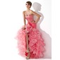 Sirene Cœur Assymetrique Organza Satin Robe de Bal de Promo avec Ondulé Brodé Pailleté (018005075)