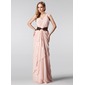 Ligne-A/Princesse Une epaule Longeur au sol Mousseline Robe de Bal de Promo avec Ondulé Brodé (018004909)