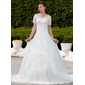 bal Hors épaule Traîne Chapelle Organza Robe de Mariée avec Ondulé Dentelle Perlé (002011562) bal Hors épaule Traîne Chapelle Organza Robe de Mariée avec Ondulé Dentelle Perlé (002011562)