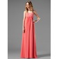Keizer Strapless Vloerlengte Chiffon Vakantie Jurk met Roes Kant Kraal (020003264)