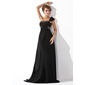 Keizer Een-Schouder Korte Sleep Chiffon Avondjurk met Roes Kraal (017013775)