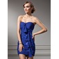 Sheath Sweetheart Short/Mini Chiffon Sequined Cocktail Dress With Ruffle (016008666)
