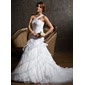 Sirene Une epaule Traine courte Organza Satin Robe de Mariée avec Ondulé (002011681) Sirene Une epaule Traine courte Organza Satin Robe de Mariée avec Ondulé (002011681)