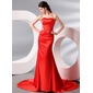 Gaine Cœur Traine courte Charmeuse Robes de Soirées avec Ondulé (017013995)