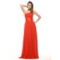 Keizer Strapless Vloerlengte Chiffon Satijnzijde Vakantie Jurk met Roes (020016066)
