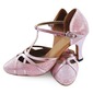 Similicuir Paillettes scintillantes Chaussures à talons Escarpins Danse latine Salle de bal Chaussures de danse avec Lanière en T (053008212)