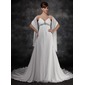 Empire Col V Traîne Chapelle Mousseline Robe de Mariée avec Ondulé Perlé Sequins (002012125) Empire Col V Traîne Chapelle Mousseline Robe de Mariée avec Ondulé Perlé Sequins (002012125)