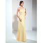 A-Line/Princess One-Shoulder Court Train Chiffon Evening Dress With Ruffle Beading (017002610)