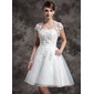 Ligne-A/Princesse Sans bretelles Mi-longues Organza Robe de Mariée avec Dentelle (002024081)
