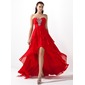 Ligne-A/Princesse Cœur Assymetrique Mousseline Robe de Bal de Promo avec Ondulé Brodé (018004808)