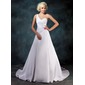 Ligne-A/Princesse Une epaule Traine courte Satin Robe de Mariée avec Ondulé Perlé Sequins (002001181)